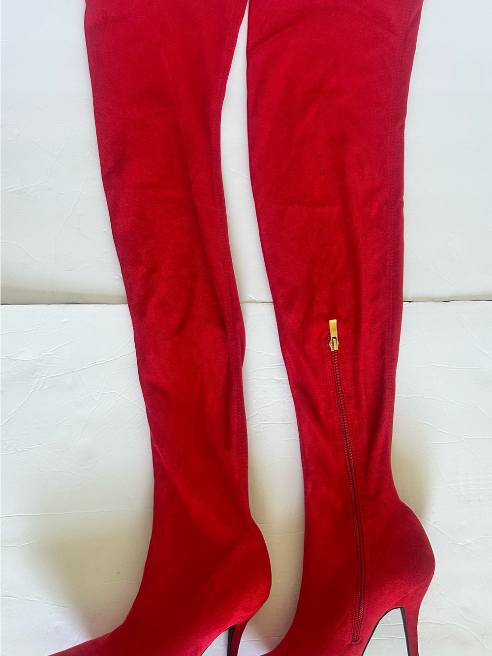 Azalea Wang Taytay Red Thigh High Stretch Stiletto Boot Pants Size 9